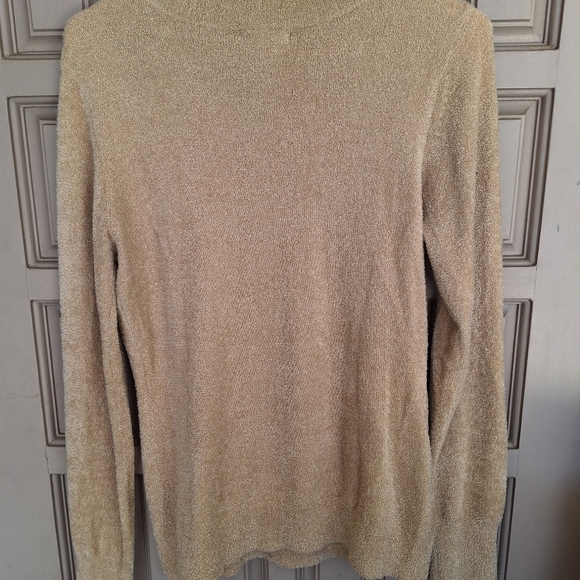 Worthington Sweater SzM V Neck Lng Slvs Super Soft Metallic Knit Nylon/Polyester - Picture 2 of 9